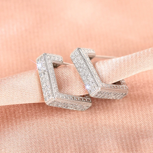  New style trendy micro-inlaid diamond earrings heavy-duty super-shiny geometric high-end earrings luxury square earrings for women