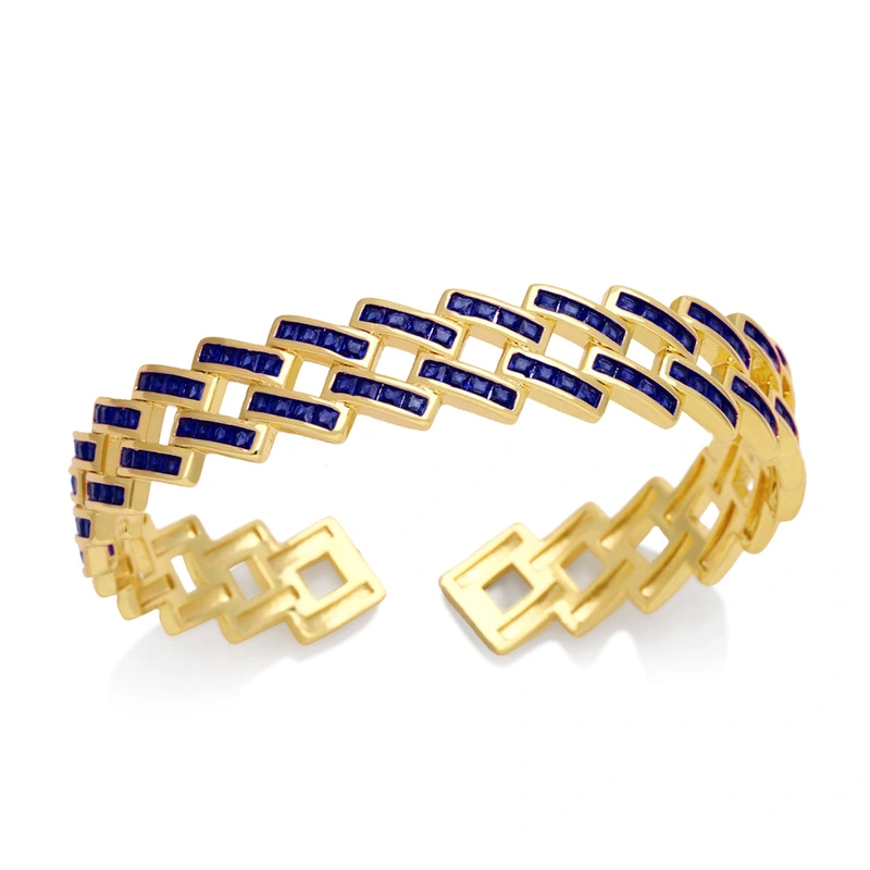 European and American jewelry full diamond zircon geometric quadrilateral bracelet light luxury niche high-end bracelet female brc29