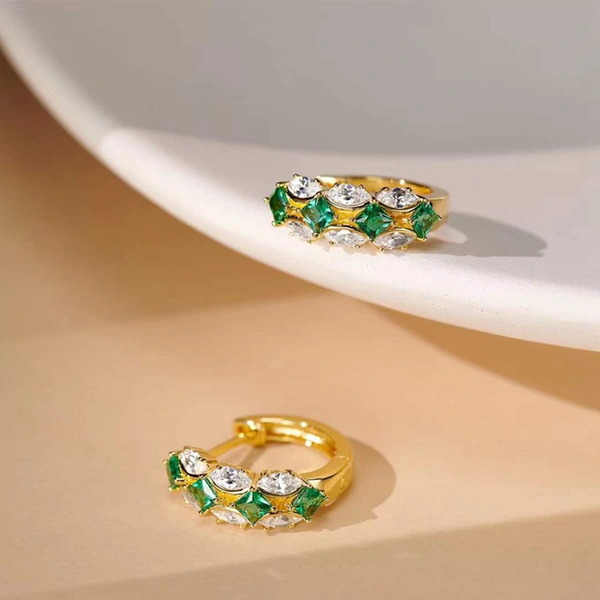 Luxury jewelry embellished earrings contrast color diamond horse eye women's earrings French texture geometric earrings