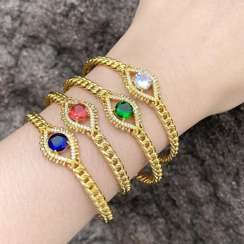 Evil eye open adjustable C-shaped bracelet female niche design Turkish blue eye bracelet brj47