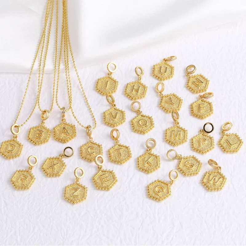 AS jewelry European and American hexagonal heart 26 English letters necklace clavicle necklace nkb296 necklace