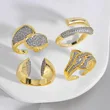 AS jewelry two-color mixed mosaic zircon copper plated 18k gold irregular open ring riq97