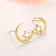  Star and moon earrings for students, female metal simple star and moon earrings, star and moon shining together, daily earrings