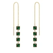 Emerald small square tassel earrings personality retro face slimming net celebrity earrings fashion trend earrings