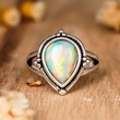  Vintage medieval style ancient silver ring water drop niche design sticker jewelry Caixia style ring