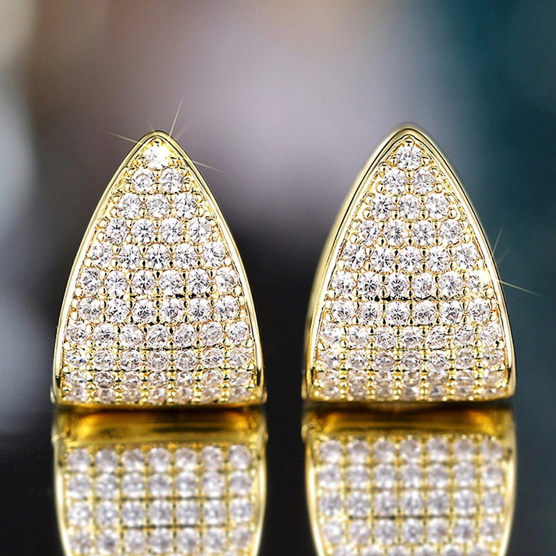 Hot selling triangle design earrings for women with micro inlaid zircon jewelry, exquisite chic fashion jewelry