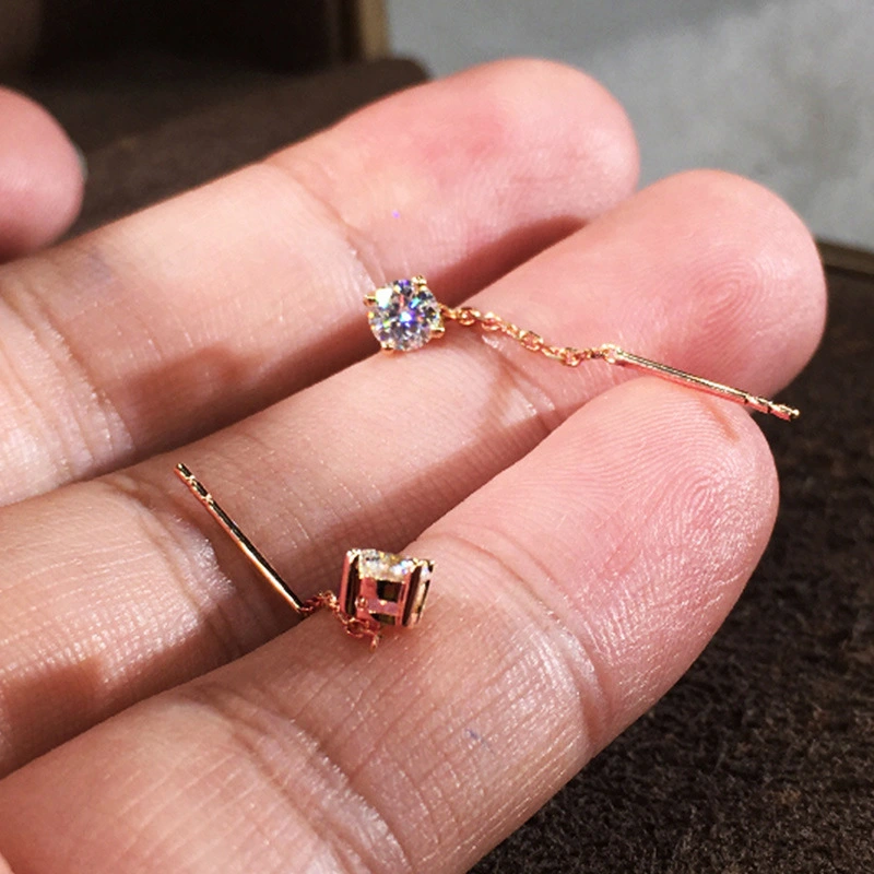 South Korea's Dongdaemun new style earrings simple temperament square diamond zircon earrings female trendy face slimming earrings