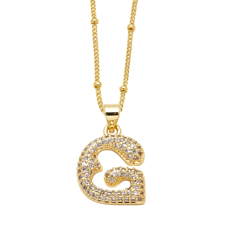 AS jewelry European and American new 26 English letters pendant necklace copper plated 18k gold clavicle chain nkb327