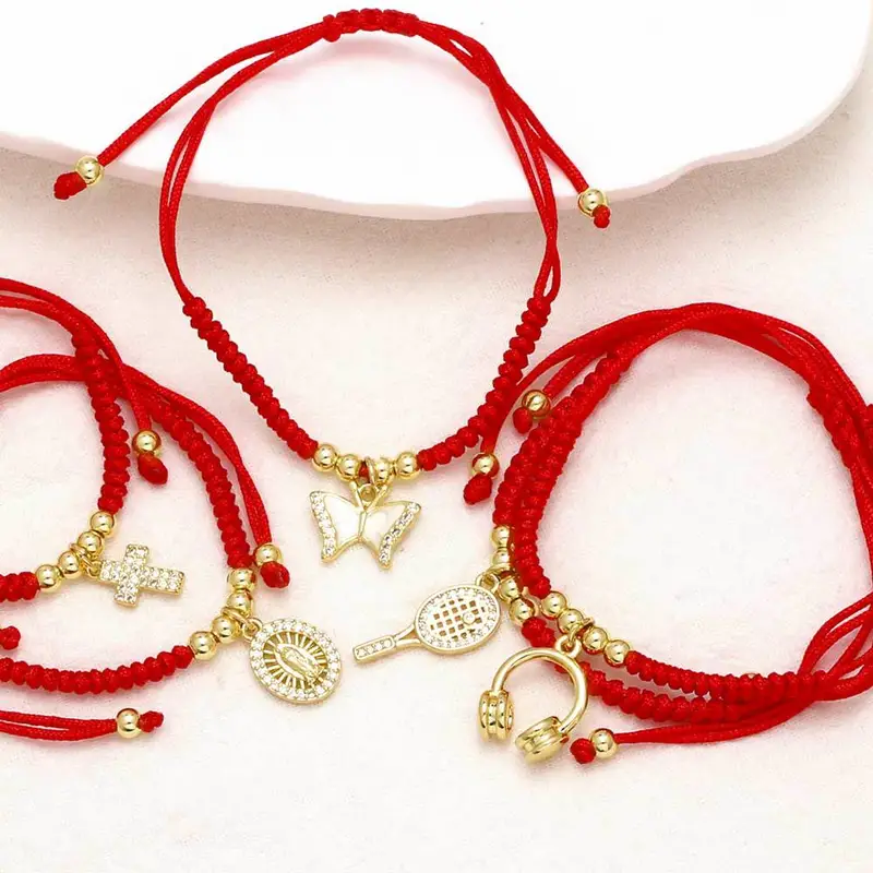 AS jewelry European and American red rope Madonna cross pendant bracelet gold-plated tennis racket hand jewelry female bra84