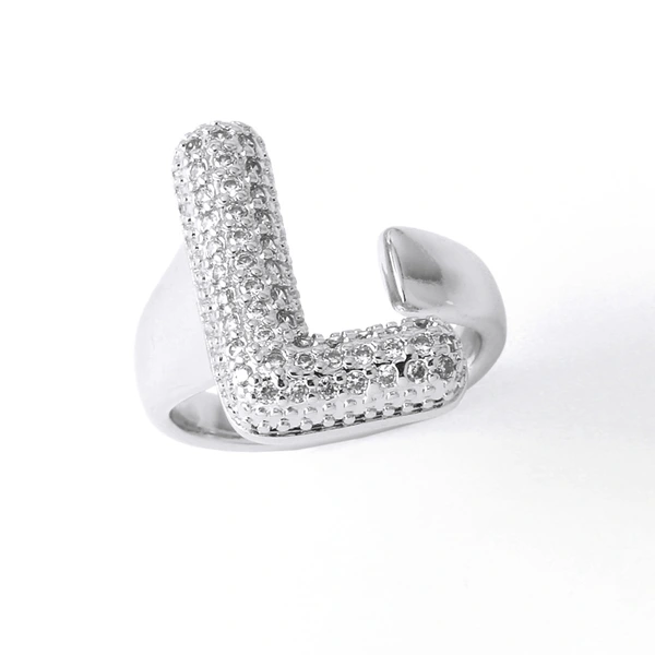 Jewelry Europe and the United States hot selling 26 English letter ring gold-plated full zircon fat letter ring rih91