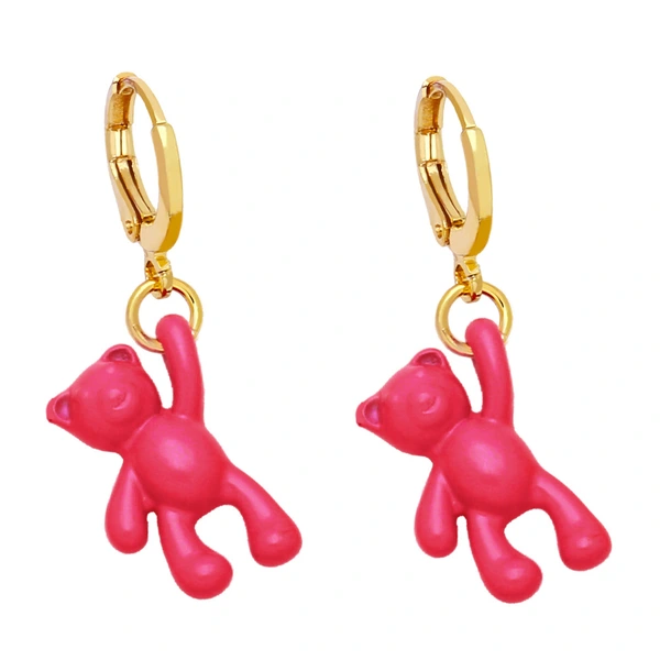 Bear earrings for women European and American design personality retro candy color sweet cool trend personality temperament earrings erz04