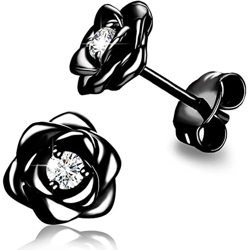 Rose series small fragrance style earrings flower design exquisite fashion sweet style versatile temperament earrings