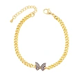 European and American style personality Cuban chain bracelet female Internet celebrity fashion trend high-end inlaid zircon butterfly bracelet brj33