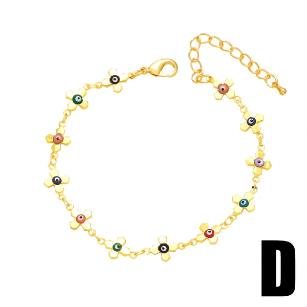 European and American fashion hand jewelry color oil drop flower devil eye splicing bracelet female brj61