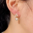 Korean exquisite horse eye-shaped earrings copper inlaid zircon imitation pearl earrings for women super shiny elegant women's earrings