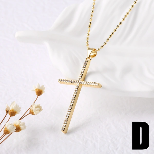 AS jewelry new gold-plated love Our Lady cross pendant necklace clavicle chain nku41