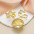 AS jewelry new hot selling starfish shell open ring female copper plated 18k gold shark ring rih59