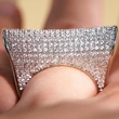 Special-shaped exquisite full diamond ring for women, noble design ring, flower, luxury dress, exquisite jewelry