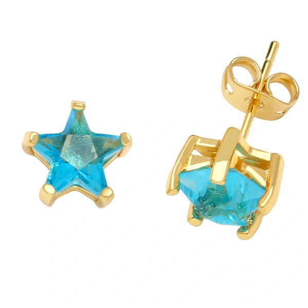 Five-pointed star earrings for women European and American style fashion simple small inlaid colored zircon star earrings era131