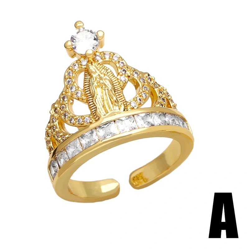 Hot selling European and American style personality niche design high-end crown Virgin Mary ring female rij01