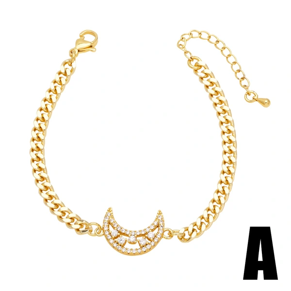 European and American simple fashion star bracelet personality creative inlaid zircon moon hand bracelet jewelry brm29