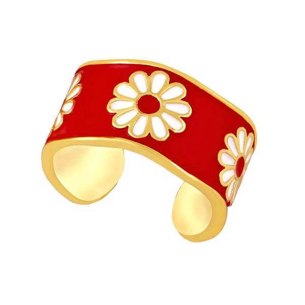 Clearance AS jewelry new retro small daisy open ring personality simple wide version flower ring female rim14