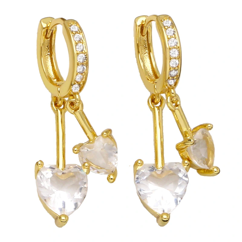 European and American high-end colorful peach heart temperament tassel earrings heart-shaped earrings jewelry wholesale era003