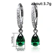 European and American source exquisite teardrop pear-shaped zircon earrings for women copper plated white gold short elegant earrings