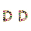 New European and American fashion 26 letters earrings original personality inlaid with colored zircon letter earrings erw62