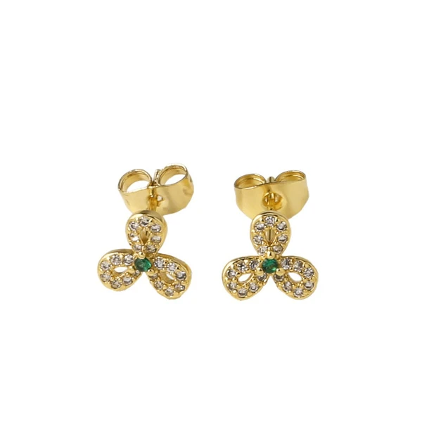 AS jewelry European and American micro-inlaid zircon C-shaped love pendant earrings copper plated 18k gold earrings earrings ert73