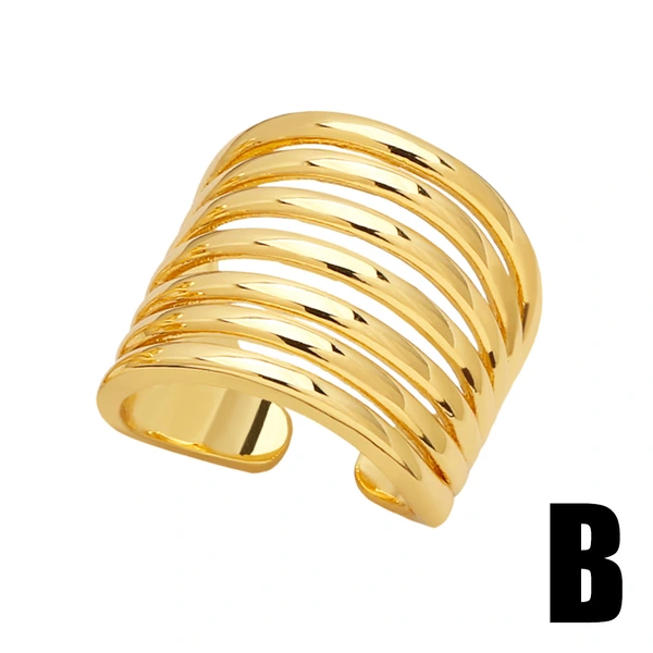 European and American style ring copper plated 18k double layer open high-end ring ring female ris17