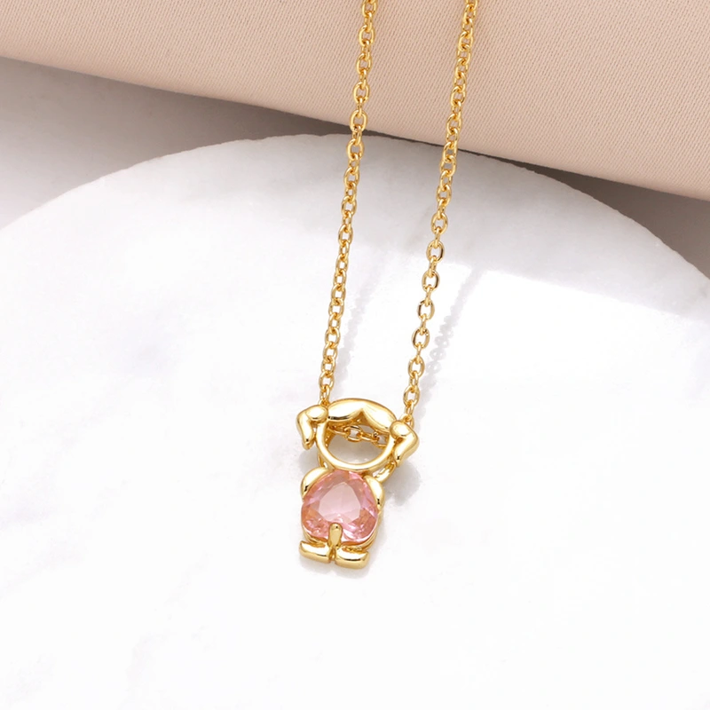 AS jewelry girl pendant necklace copper plated real gold heart-shaped zircon clavicle chain nka031