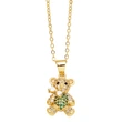 European and American cute bear necklace simple fashion inlaid zircon temperament colorful bear pendant clavicle chain nkq48