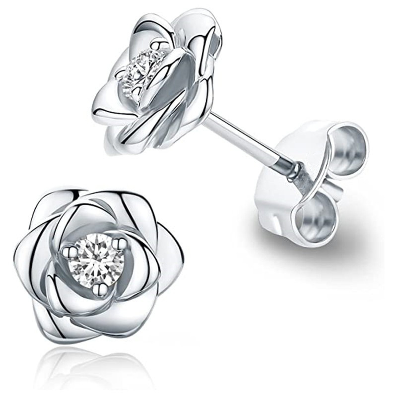 Rose series small fragrance style earrings flower design exquisite fashion sweet style versatile temperament earrings