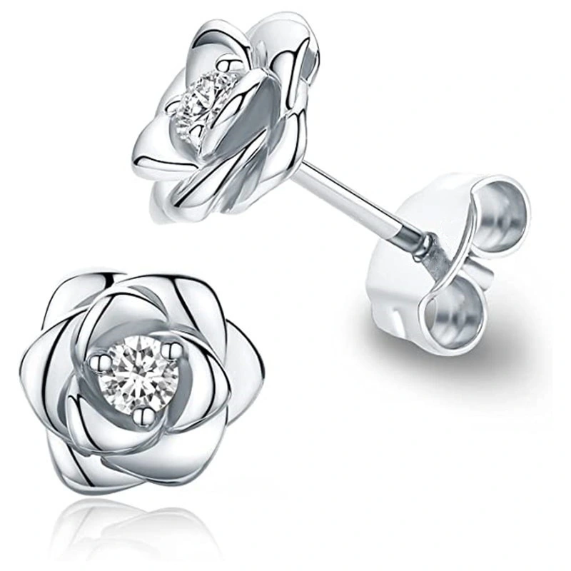 Rose series small fragrance style earrings flower design exquisite fashion sweet style versatile temperament earrings