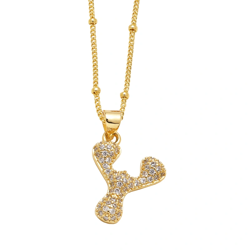 AS jewelry European and American new 26 English letters pendant necklace copper plated 18k gold clavicle chain nkb327