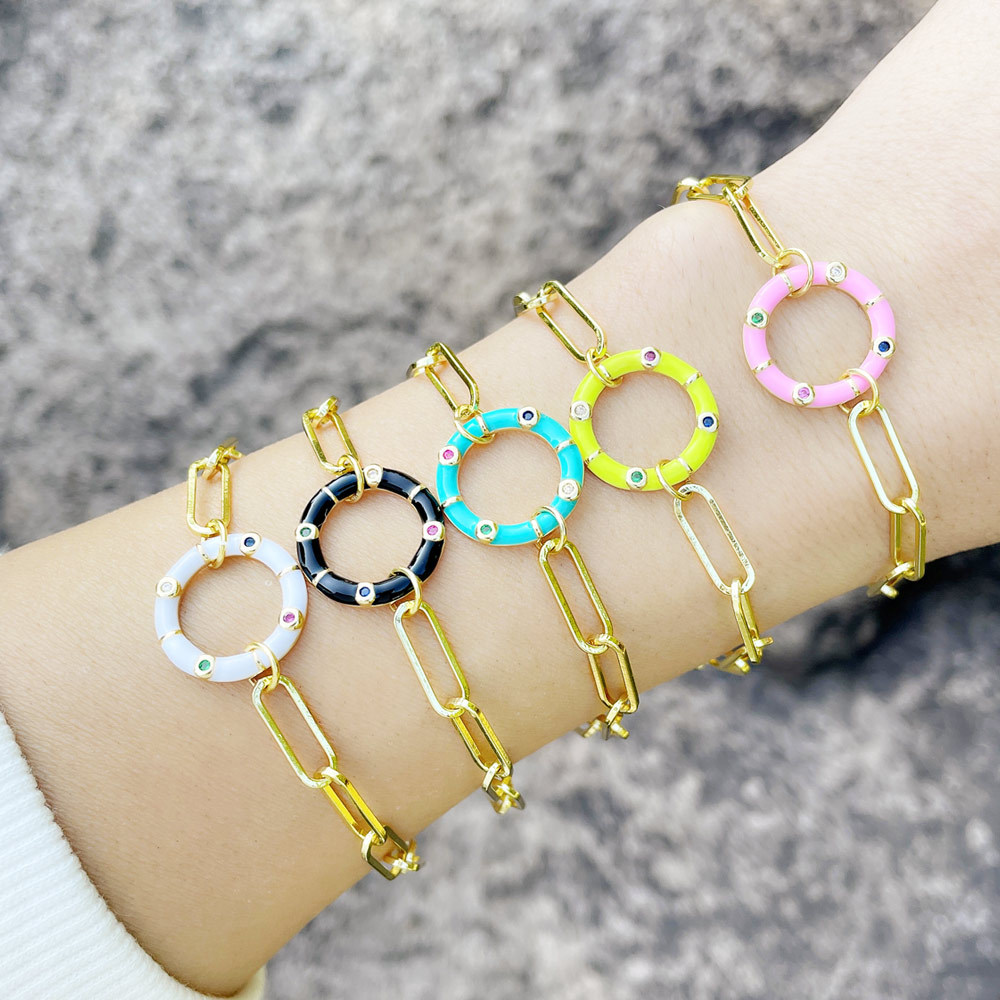 Clearance Bohemian style color oil drop geometric round bracelet female European and American trendy niche bracelet bre97