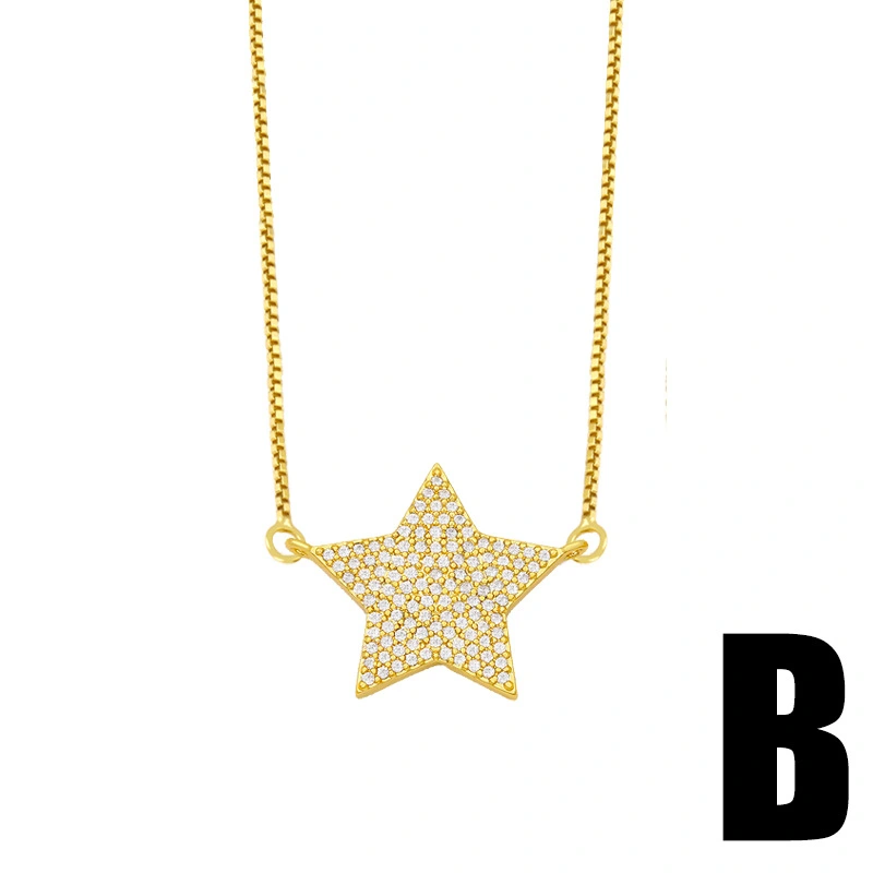 Angel Wings Necklace Hot Sale Zircon Necklace European and American Fashion Pentagram Necklace Female nkv43