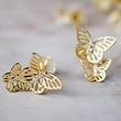 Fashion youth hollow butterfly earrings electroplated copper inlaid zircon student youth girls ear jewelry