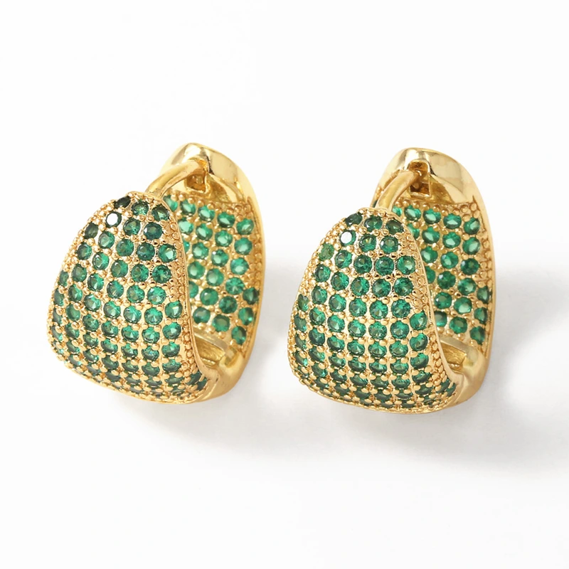 AS jewelry hot selling colored zircon copper plated real gold irregular earrings ear buckle female era090