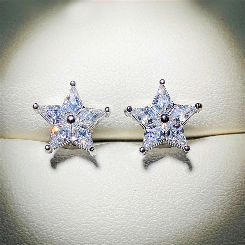 Fashion star zircon earrings for women simple temperament five-pointed star earrings beautiful and versatile student earrings