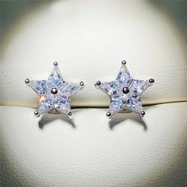 Fashion star zircon earrings for women simple temperament five-pointed star earrings beautiful and versatile student earrings