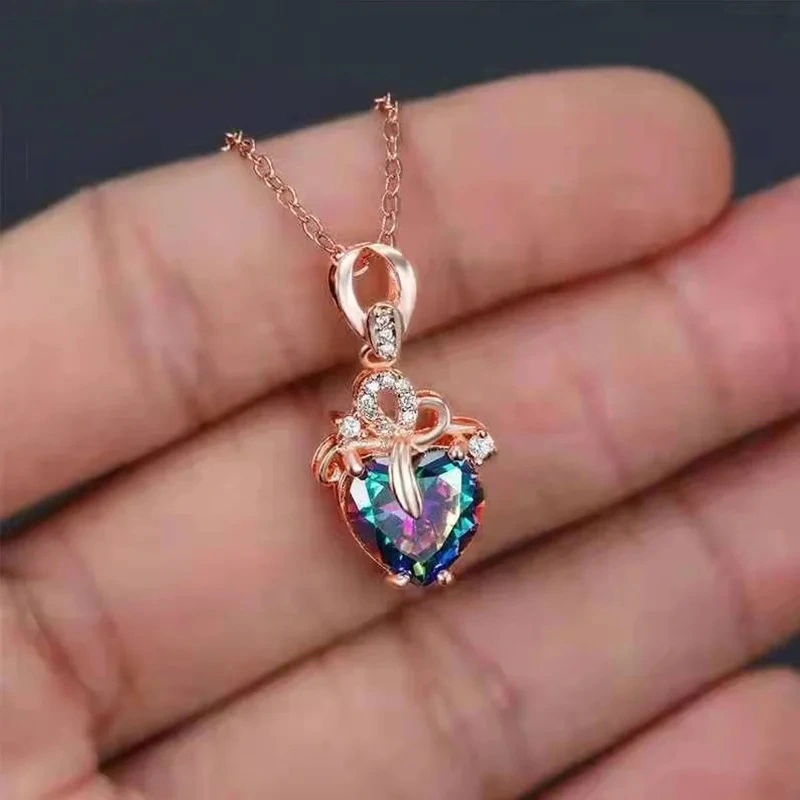  Hot selling fashion love pendant heart shaped zircon women's necklace royal queen accessories necklace female
