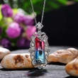 New pendant retro palace style colored gemstone pendant necklace luxury zircon necklace
