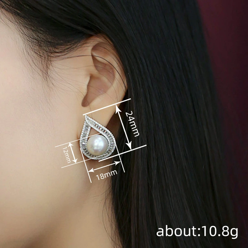 New temperament lady earrings imitation pearl water drop exquisite earrings princess elegant geometric jewelry