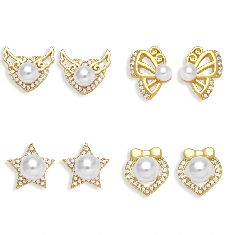 Niche high-end pearl heart earrings 2023 new trend earrings for women light luxury butterfly small earrings era012