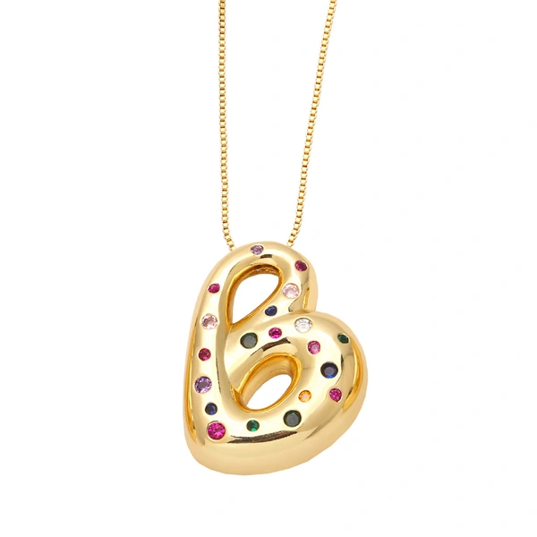 AS jewelry 26 English letters necklace gold-plated inlaid colored zircon clavicle chain nkb070