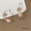 Super fairy tulip imitation pearl earrings new style simple niche ear clip small fragrance style lady earrings