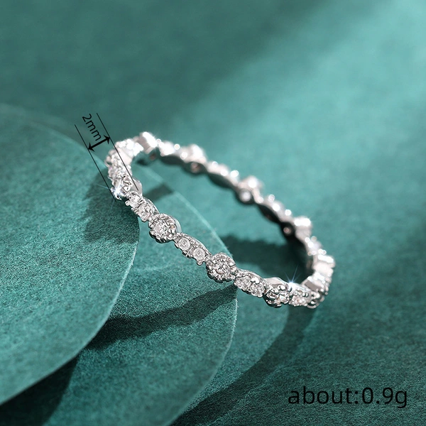 Commuting simple minimalist ring for women, daily matching fashion accessories, exquisite full diamond popular jewelry