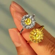  Forest style exquisite sunflower ring for women pastoral style flower flower ring fashionable and fresh popular jewelry
